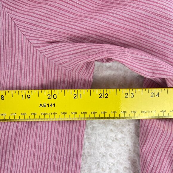 J. Jill Pink Striped Button-Up Shirt‎ Womens Long Sleeve Stretch Size Large - Picture 7 of 16